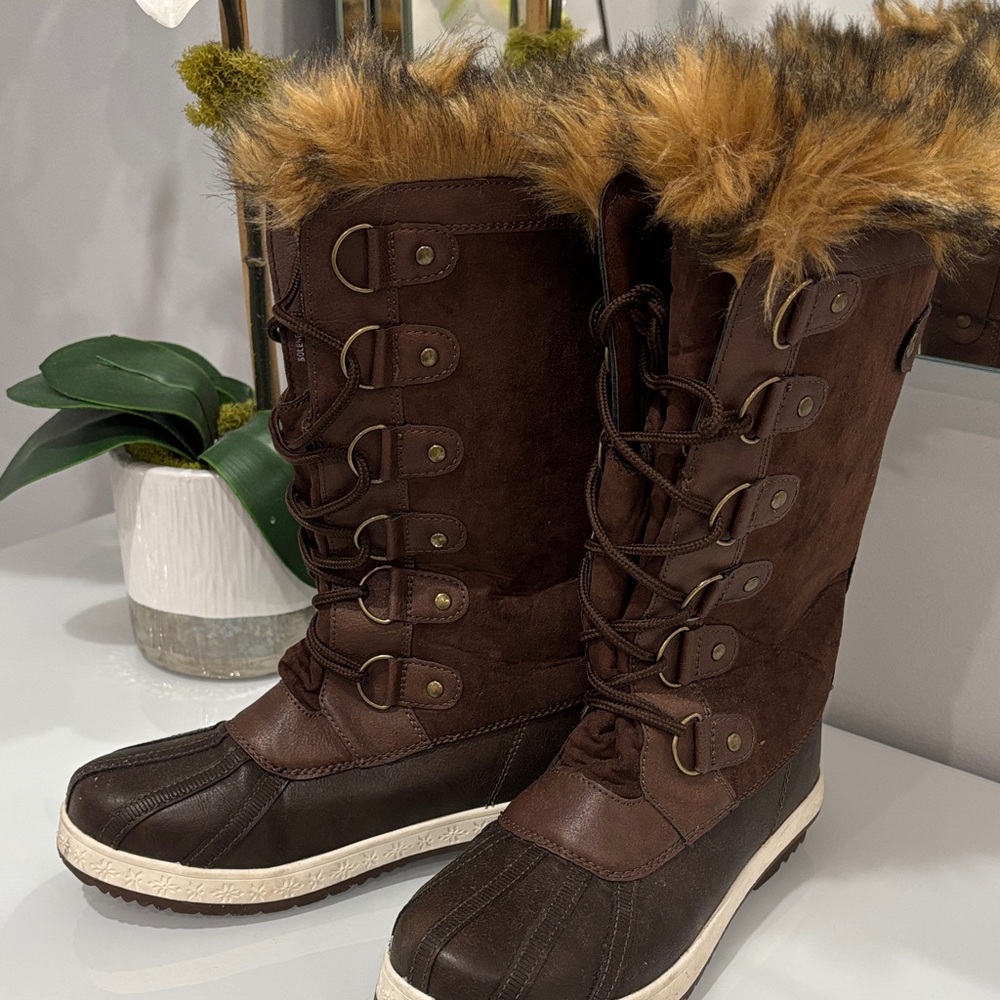 Brown Fur-Lined Winter Boots
